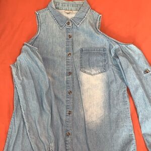 Used. Blue Jean Long Sleeve Shirt. Size Medium. Charlotte Russe.